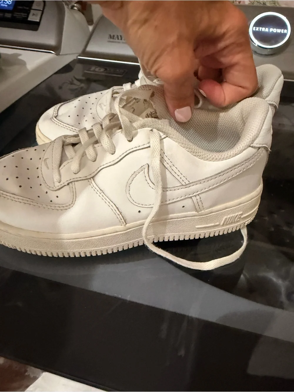 Nike Air Force 1 Kids White Low-Top Leather Sneakers